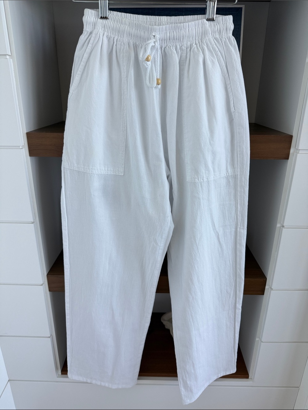 Women's White Drawstring Relaxed Summer Pants